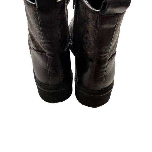 DKNY Women's Size 7.5 M Roselyn Brown Monogram Print Lace Up Combat Boots - Picture 5 of 11